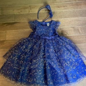 Janie and Jack royal blue and gold dress